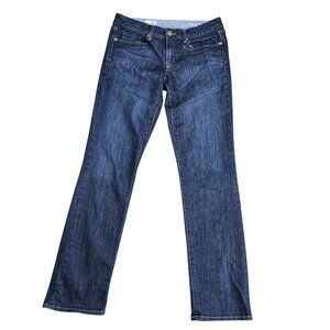 Gap 1969 Real Straight Jeans Womens 29/8R Blue Dark Wash Mid Rise Stretch Denim